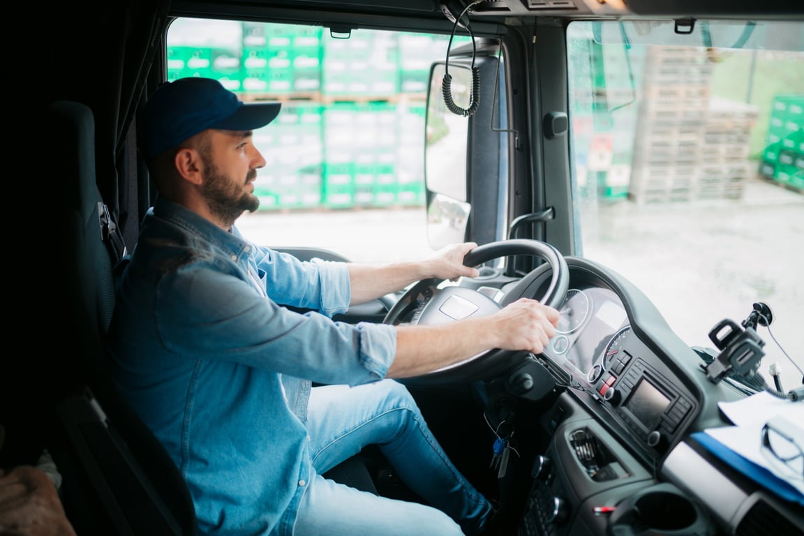 Truck driver driving his truck